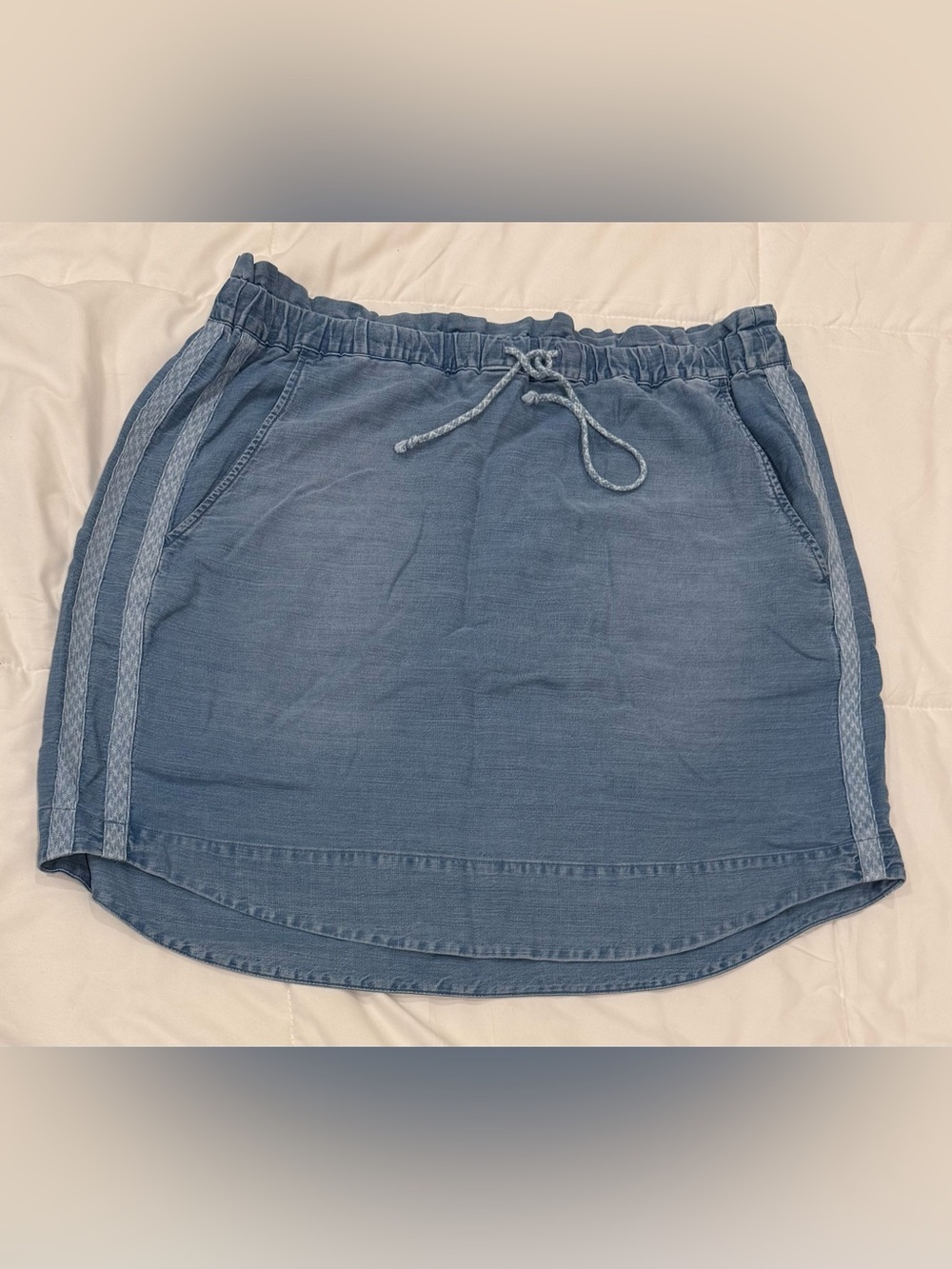 Cloth & Stone Anthropologie Side Stripe Chambray Drawstring Mini Skirt Large